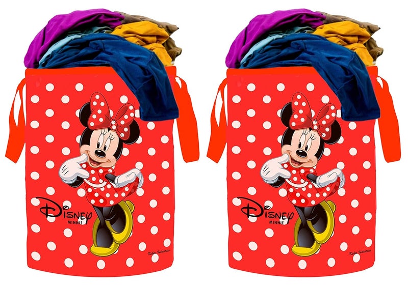 Kuber Industries Disney Print 2 Pieces Waterproof Canvas Laundry Bag, Toy Storage, Laundry Basket Organizer 45 L (Red) (CTKTC045419) - Image 1