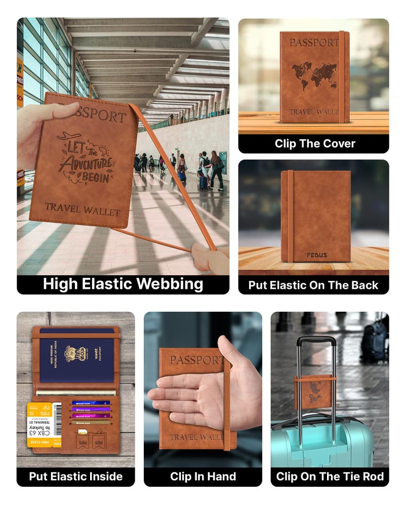 FEDUS Faux Leather Premium Passport Holder for Men and Women Passport Cover Case Wallet with Credit/Debit Card, Boarding Pass Slots, RFID Protected Travel Document Accessories Organiser. - Image 5