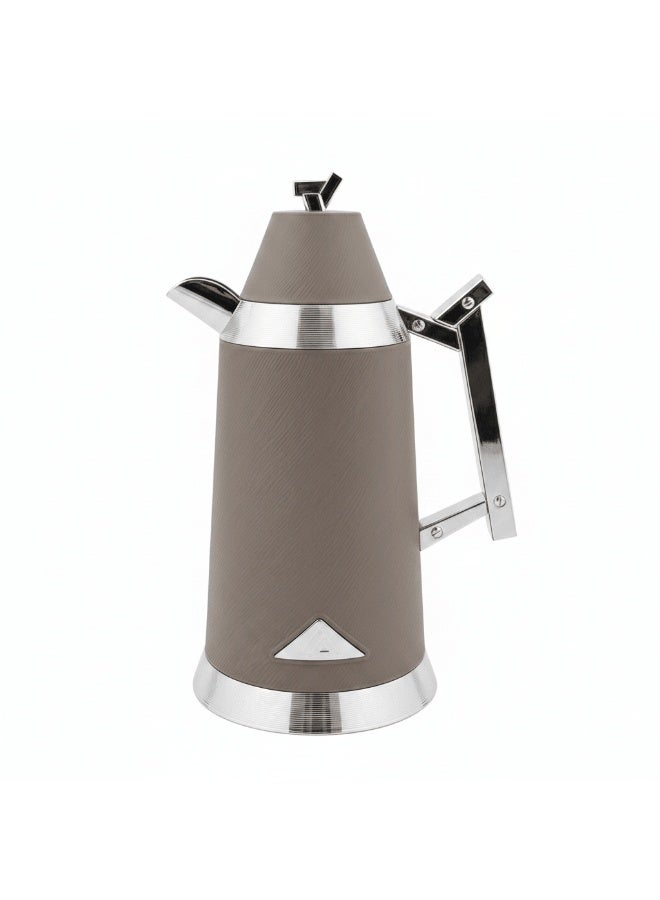 Red Home Dallah Vacuum Flask – Brown & Silver – 1L + 1L Set - Image 4