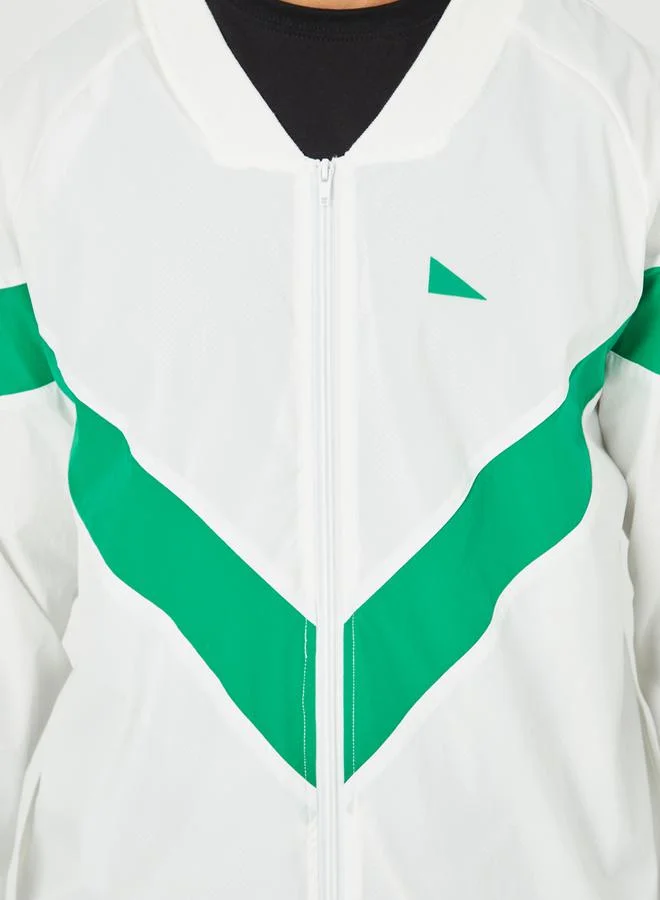 Styli Active Colorblock Activewear Jacket with Zip Detail