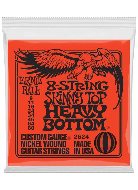 Ernieball P02624 skinny top heavy bottom slinky 8-string electrictric guitar strings - 9-80 gauge