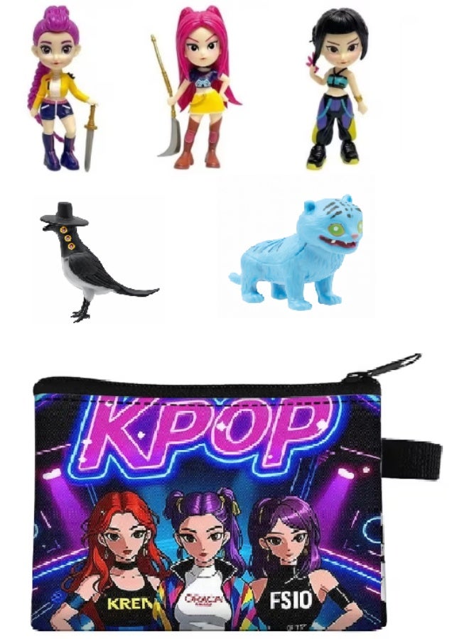 KPOP Demean Hunters Toys- Mira, Rumi, Zoey,Girl Group Anime Figure Set, 5 Piece Chibi-Style PVC Collectible Statues, Mira Rumy Zoey Characters, Desktop Decor Display,Birthday Gift with free kpop Case - Image 1