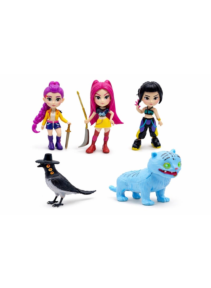 KPOP Demean Hunters Toys- Mira, Rumi, Zoey,Girl Group Anime Figure Set, 5 Piece Chibi-Style PVC Collectible Statues, Mira Rumy Zoey Characters, Desktop Decor Display,Birthday Gift with free kpop Case - Image 2
