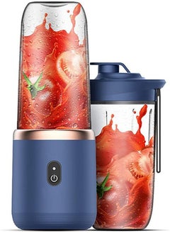 Generic Portable Electric Juicer, 400ml Multifunctional Mini Juicer Cup with Lid - USB Rechargeable, Electric Blender with 6 Blades for Smoothies and Milkshakes - Ideal for Office, Outdoor, and Travel Blue  - Image 1
