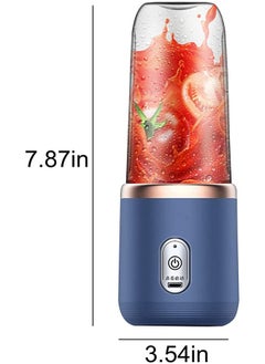 Generic Portable Electric Juicer, 400ml Multifunctional Mini Juicer Cup with Lid - USB Rechargeable, Electric Blender with 6 Blades for Smoothies and Milkshakes - Ideal for Office, Outdoor, and Travel Blue  - Image 2