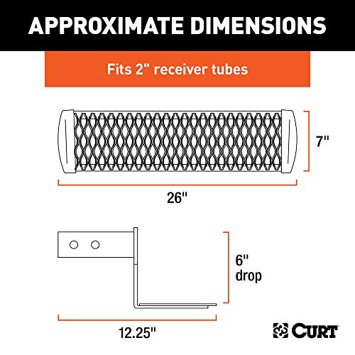 CURT 32002 Grip Step with 6" Drop fits 2" x 2" Receiver Tube | Provides 26" Hitch Mounted Step | Expanded Metal Treads for Maximum Traction | 7" Wide Stepping Surface | Corrosion Resistant - Image 2