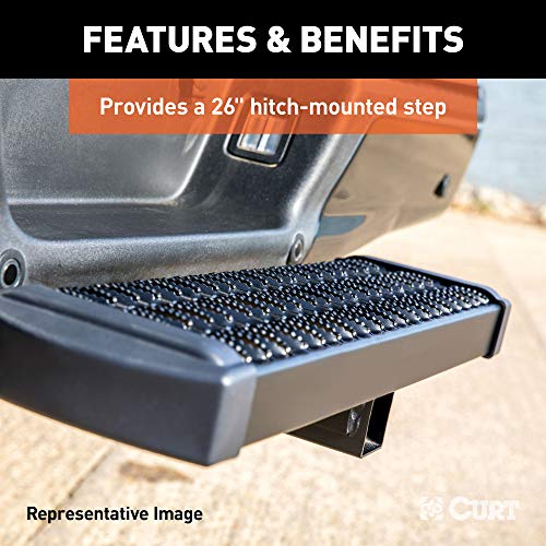 CURT 32002 Grip Step with 6" Drop fits 2" x 2" Receiver Tube | Provides 26" Hitch Mounted Step | Expanded Metal Treads for Maximum Traction | 7" Wide Stepping Surface | Corrosion Resistant - Image 4