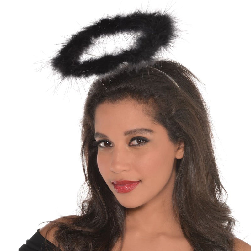 Amscan Black Marabou Halo Standard Size 1 Count Adjustable Soft FeatherLight Party Costume Accessory - Image 2