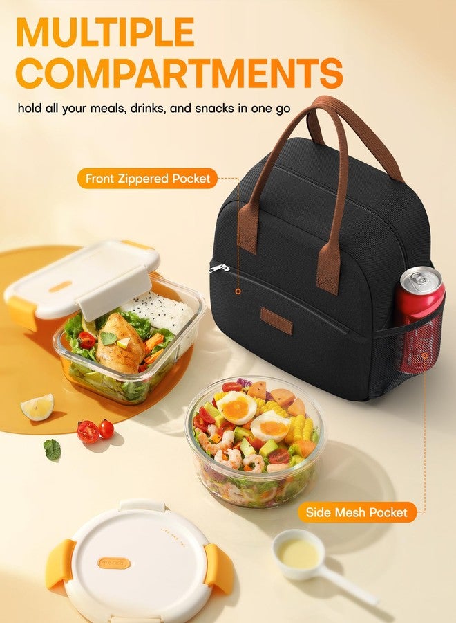 HOTOR Insulated Lunch Bag for Women and Men, Leak-Resistant Lunch Tote with Top Handle, Portable Cooler Bag for Work, Travel and Picnic, 26 x 15 x 24cm, Black - Image 2