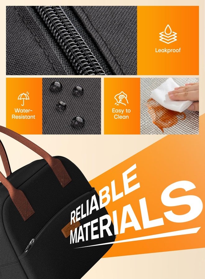 HOTOR Insulated Lunch Bag for Women and Men, Leak-Resistant Lunch Tote with Top Handle, Portable Cooler Bag for Work, Travel and Picnic, 26 x 15 x 24cm, Black - Image 5