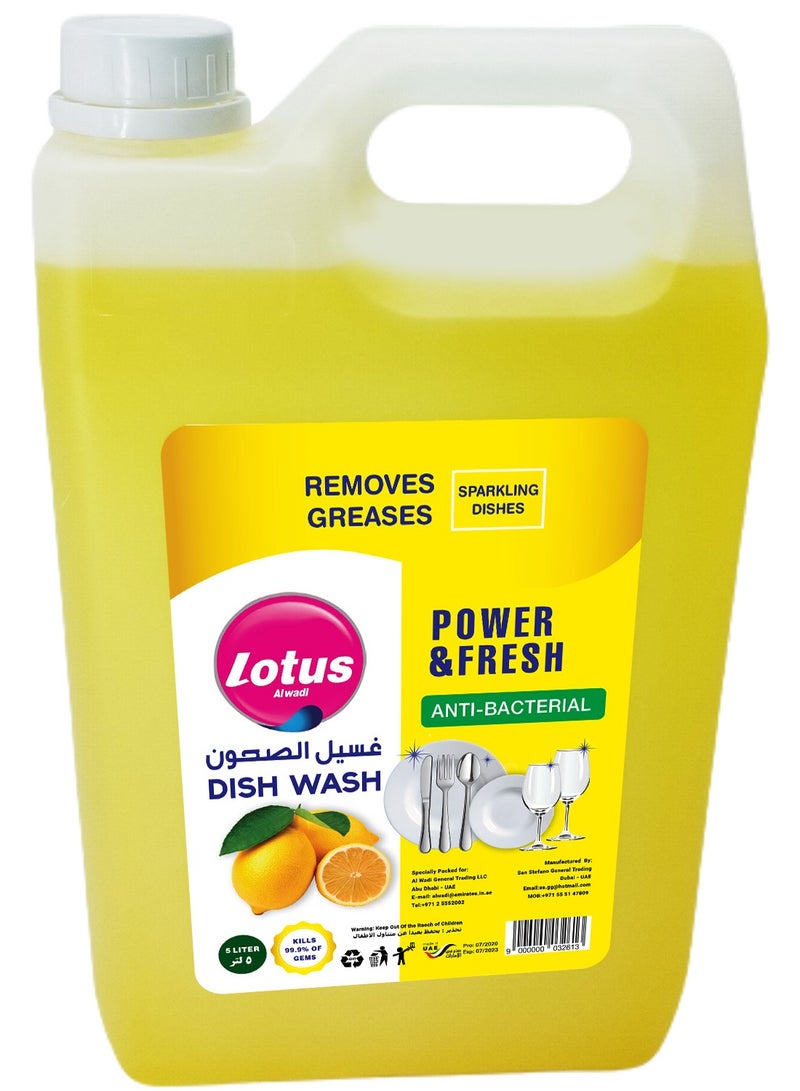 Lotus Alwadi Lotus Alwadi Dishwashing Liquid Soap Detergent and Heavy Duty Degreaser, 3 x 5L Combo Pack, Lemon  - Image 4