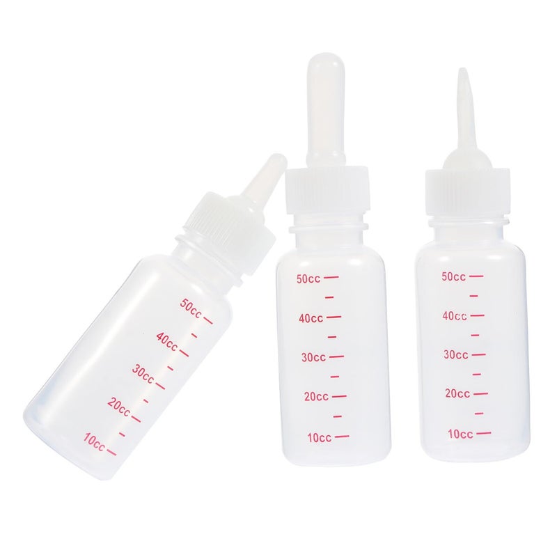 3Pcs Portable Small Pet Nursing Bottles With Scale Feeding Design For Puppies Kittens Newborn Small Animals Lightweight Compact Milk Feeder Pointed Nipples - Image 2