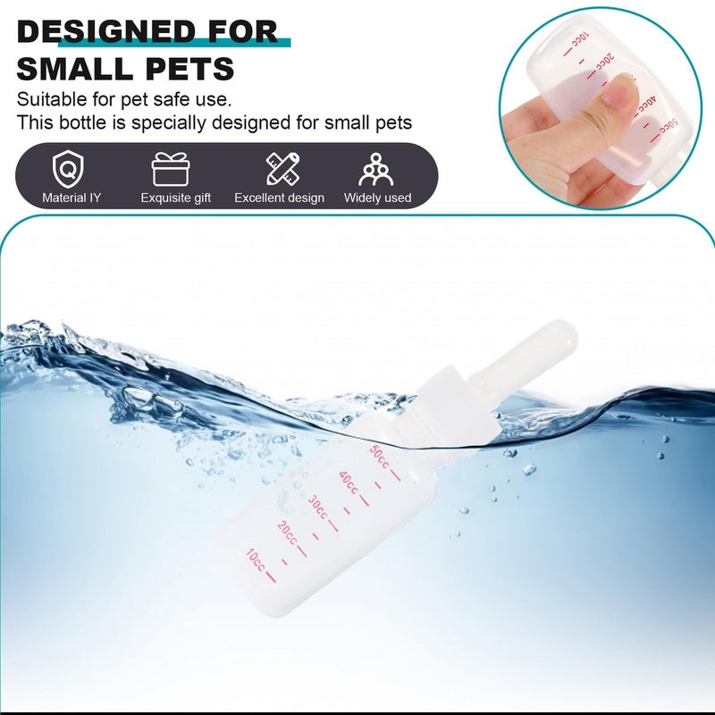 3Pcs Portable Small Pet Nursing Bottles With Scale Feeding Design For Puppies Kittens Newborn Small Animals Lightweight Compact Milk Feeder Pointed Nipples - Image 5