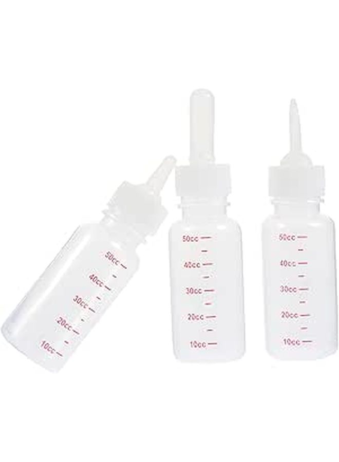 3Pcs Portable Small Pet Nursing Bottles With Scale Feeding Design For Puppies Kittens Newborn Small Animals Lightweight Compact Milk Feeder Pointed Nipples - Image 1