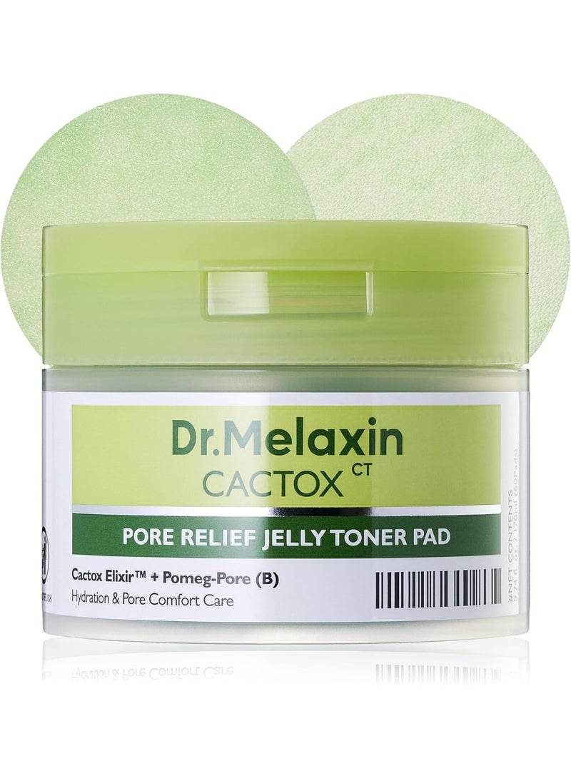 Dr.Melaxin Cactox Pore‑Soothing Jelly Toner Pads, Cooling Exfoliating Toner Pads for Enlarged‑Looking Pores & Puffy Skin, Hydrating Korean Toner with Cactus Extract & PHA, 60 Pads (170 ml) - Image 1