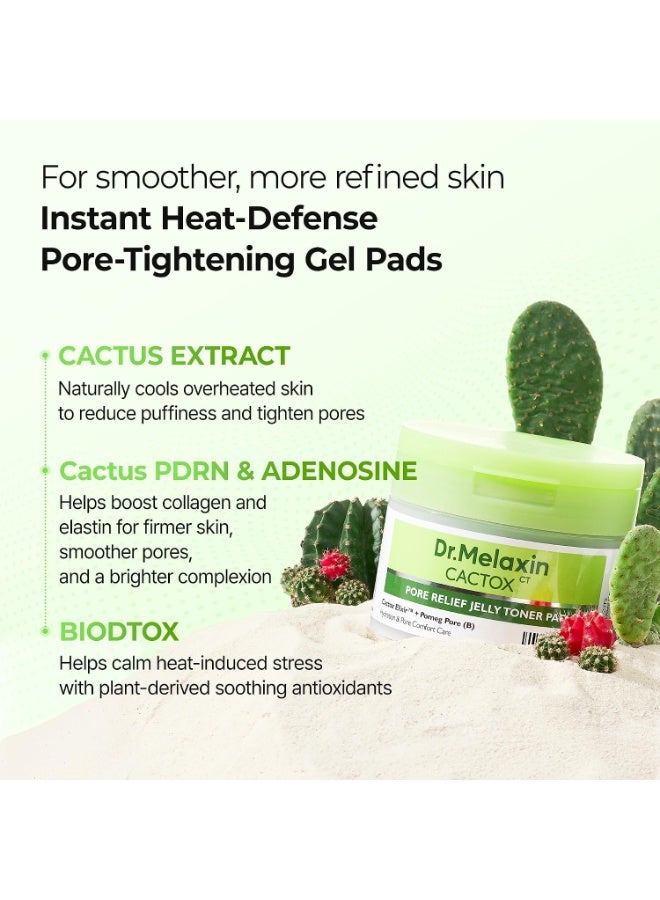 Dr.Melaxin Cactox Pore‑Soothing Jelly Toner Pads, Cooling Exfoliating Toner Pads for Enlarged‑Looking Pores & Puffy Skin, Hydrating Korean Toner with Cactus Extract & PHA, 60 Pads (170 ml) - Image 4