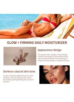 lakerain Glow+ Firming Daily Moisturizer， Natural Light Bronze Sunless Tanner Moisturizing Hydrating Nourishing Glow Tanner Fair to Medium Skin Tones Tanning Cream Moisturizer 100ml  - Image 3