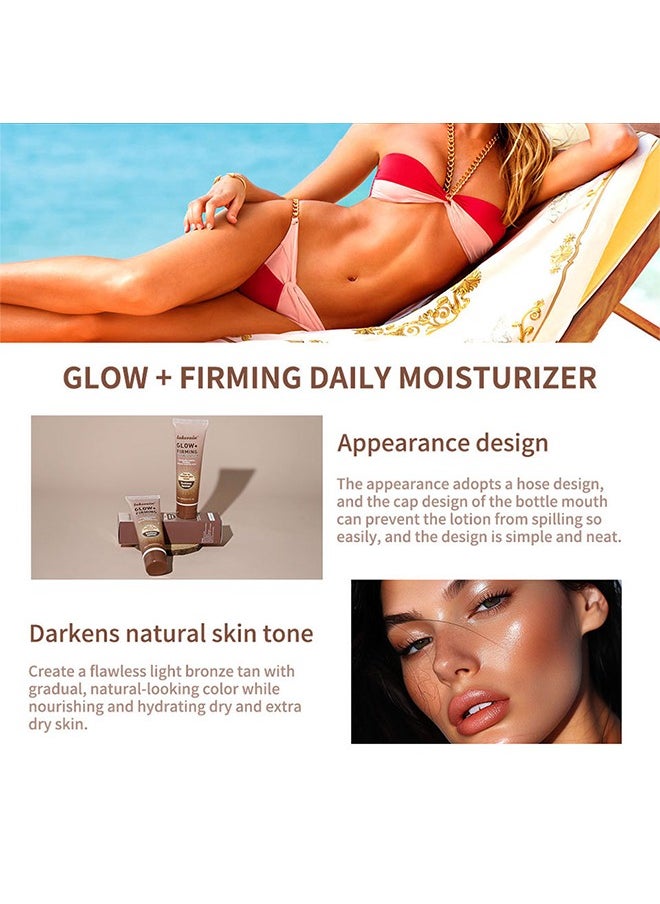 lakerain Glow+ Firming Daily Moisturizer， Natural Light Bronze Sunless Tanner Moisturizing Hydrating Nourishing Glow Tanner Fair to Medium Skin Tones Tanning Cream Moisturizer 100ml  - Image 3