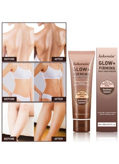 lakerain Glow+ Firming Daily Moisturizer， Natural Light Bronze Sunless Tanner Moisturizing Hydrating Nourishing Glow Tanner Fair to Medium Skin Tones Tanning Cream Moisturizer 100ml  - Image 4