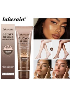 lakerain Glow+ Firming Daily Moisturizer， Natural Light Bronze Sunless Tanner Moisturizing Hydrating Nourishing Glow Tanner Fair to Medium Skin Tones Tanning Cream Moisturizer 100ml  - Image 1