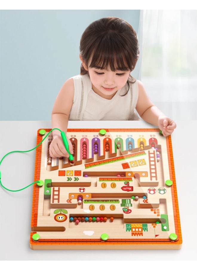 فن كوخ لعبة مغناطيسية متاهة 2 3 4 سنوات، لعبة مغناطيسية للأطفال مونتيسوري 2-4 سنوات لعبة خشبية من 2-4 سنوات ألعاب تعليمية من 2-4 سنوات هدية للبنات والأولاد (سهلة إعادة الضبط) - Image 4