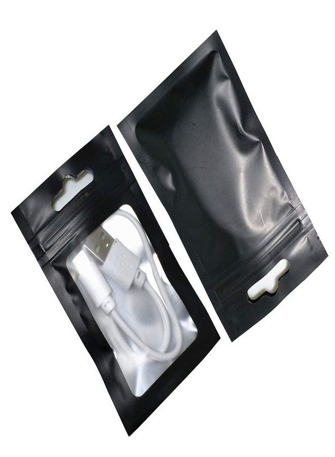 PABCK 100 Pack Resealable Matte Black Zipper Lock Window Bags with Euro Hang Hole for Zip Food Storage Lock Pouches Plastic Foil Packet (10x18 cm (3.9x7.1 inch) - Image 4