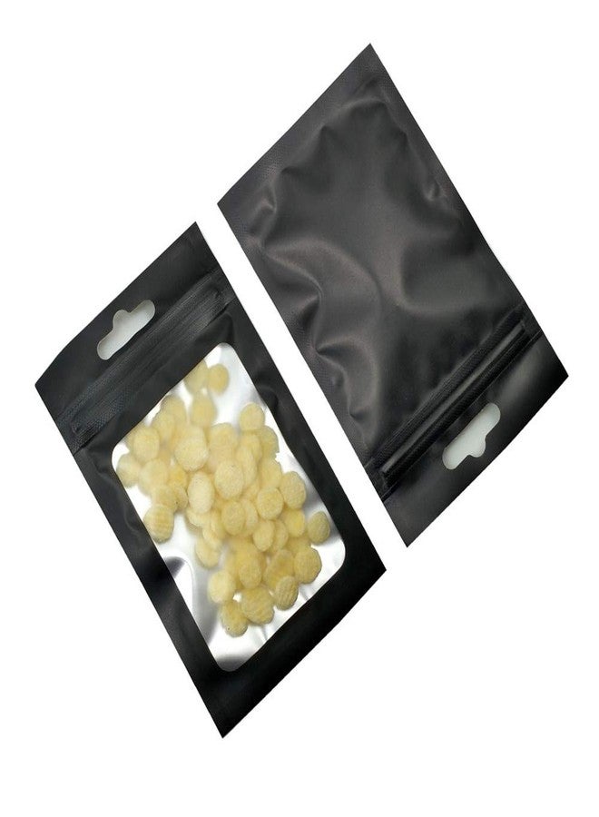 PABCK 100 Pack Resealable Matte Black Zipper Lock Window Bags with Euro Hang Hole for Zip Food Storage Lock Pouches Plastic Foil Packet (10x18 cm (3.9x7.1 inch) - Image 1