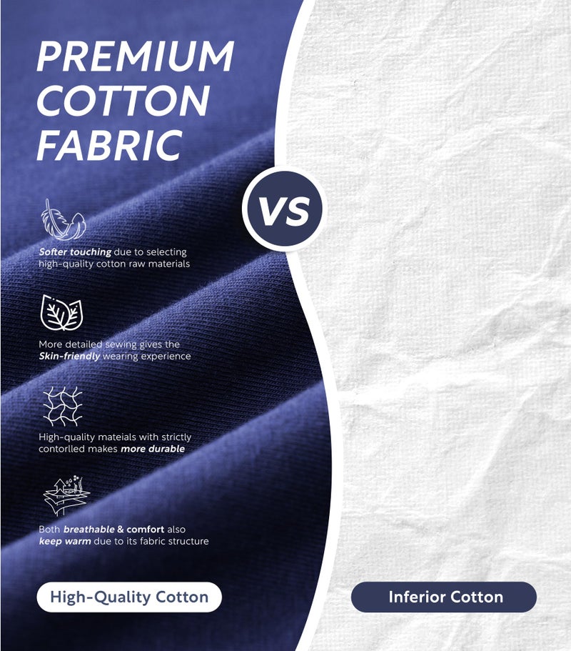 DAVID ARCHY Mens Pajamas Set Soft Cotton Notched Collar Pajamas for Men Long Sleeve Mens Sleepwear with Pockets & Front Fly (XL, Navy Blue) - Image 2