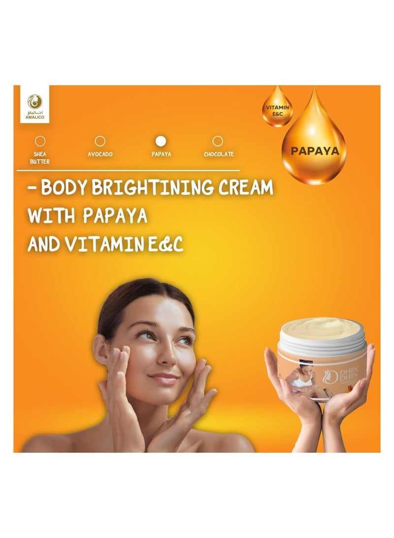 دهين دهين كريم تفتيح الجسم بالبابايا، كريم مرطب للعناية بالبشرة وتبييضها 360 جم - Image 3