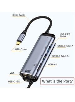 SYOSI USB-C Type C to HDMI VGA Dual USB 3.0 HUB Converter HDTV Multiport Adapter 4K 60hz 1080p with Female PD 100W Power Port  - Image 4