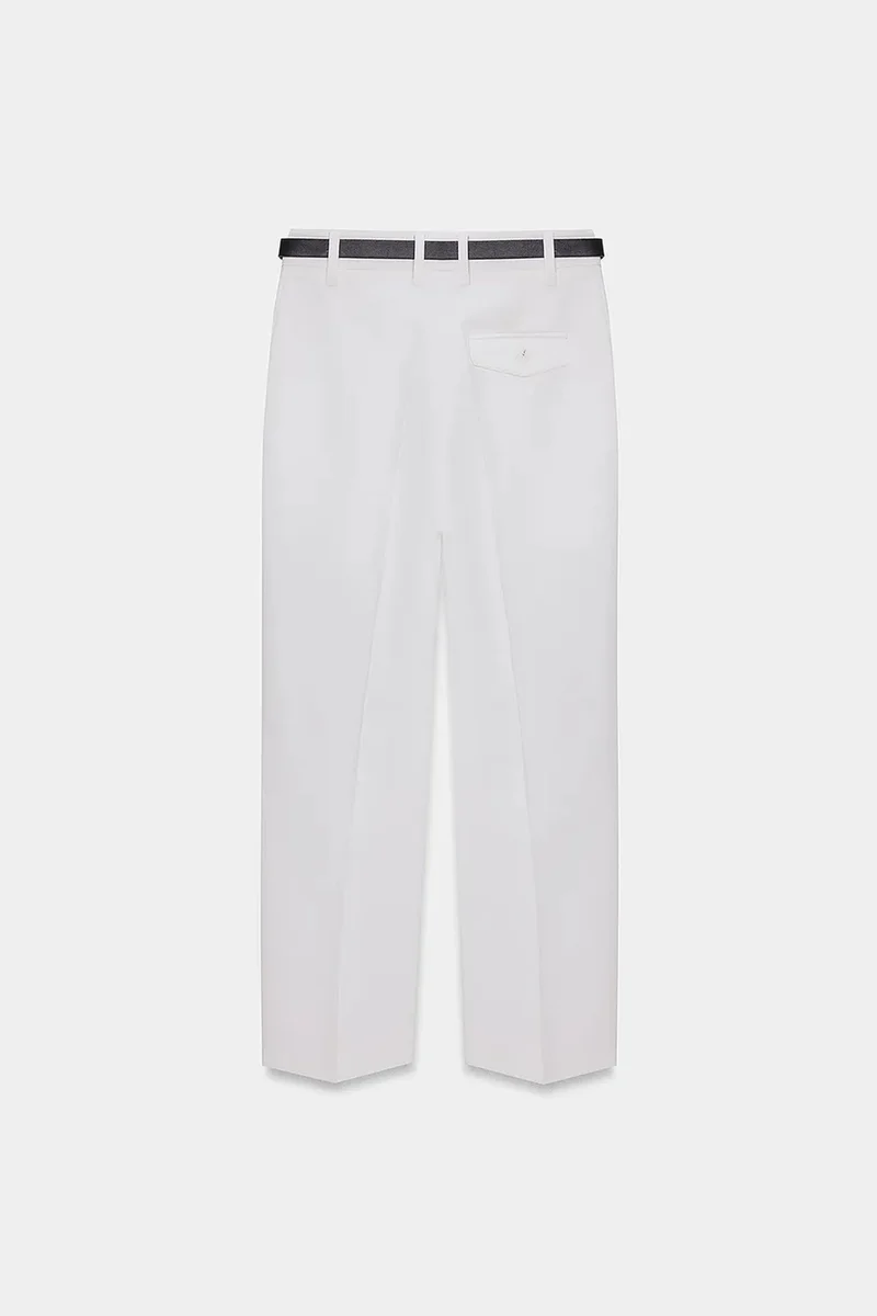Dilvin Dusty White DILVIN Women's Straight-leg Pleated Tailored Trousers for Women | Best Price UAE
