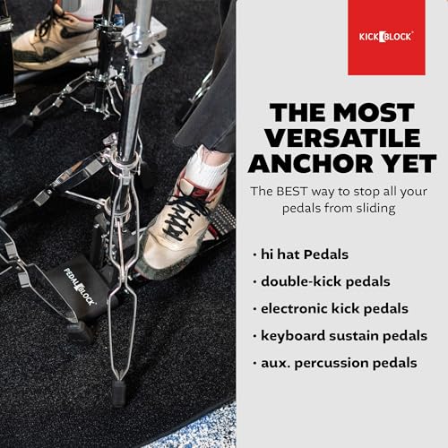 KickBlock PedalBlock – Drum Pedal Anchor for Hi-Hat Stand, Double Kick, Keyboard and Electronic Bass Drum Pedals – Prevents Slide with Shock-Absorbing Grip – Stage Black (Set of 2) - Image 5