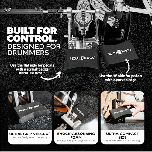 KickBlock PedalBlock – Drum Pedal Anchor for Hi-Hat Stand, Double Kick, Keyboard and Electronic Bass Drum Pedals – Prevents Slide with Shock-Absorbing Grip – Stage Black (Set of 2) - Image 3