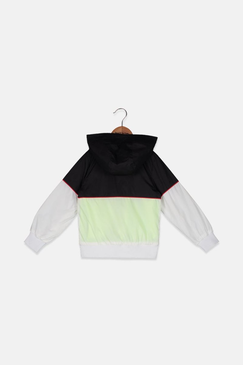 Sergio Tacchini Toddler Boys Hooded Windbreaker Jacket, Black and WhiteLime Green - Image 2