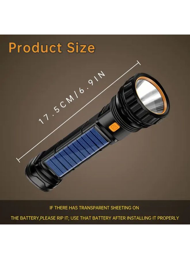 مصباح يدوي قابل لإعادة الشحن بالطاقة الشمسية عبر USB، 3 أوضاع، أضواء جانبية COB، كشاف محمول للاستخدام الخارجي - Image 3