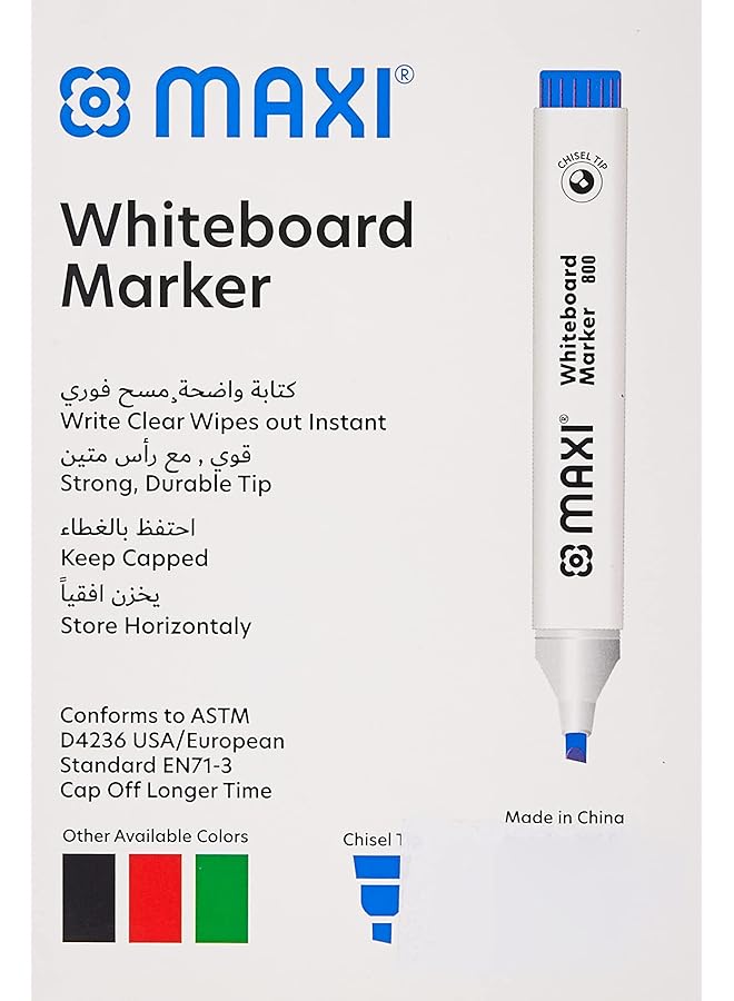 Maxi Whiteboard Marker Chisel Box Of 10Pc Blue - Image 2