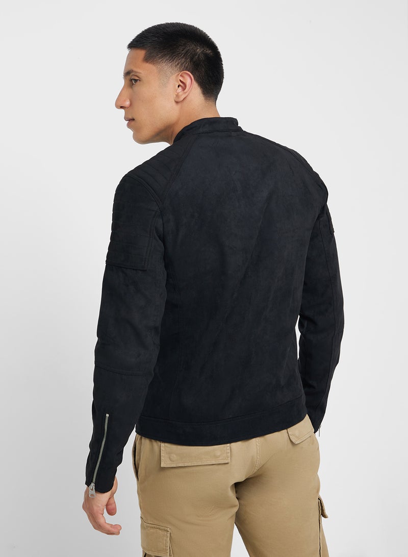 Only & Sons Onsgus Faux Suede Racer Jacket  - Image 2