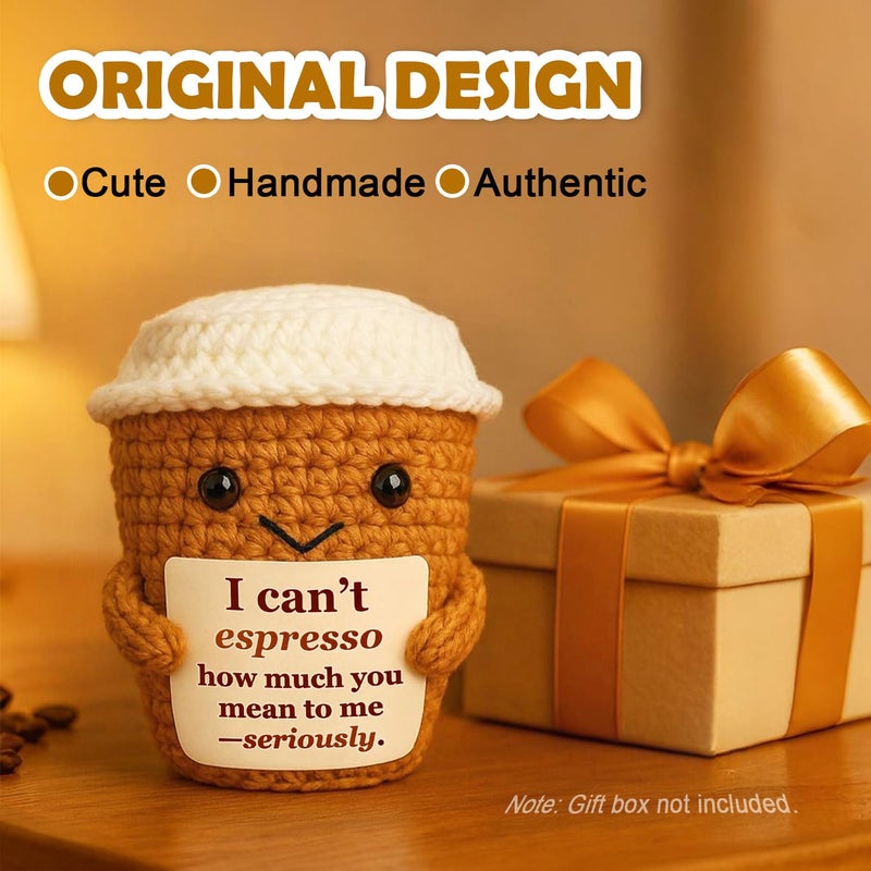 Krinisou Coffee Lover Gift For Women Men  Cute Brithday Gifts For Boyfriend Girlfriend  Romantic Anniversary I Love You Gift For Him Her Couple  Positive Espresso Handmade Crochet - Image 2