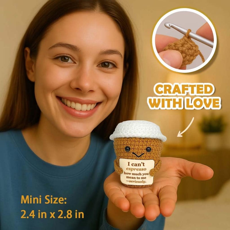 Krinisou Coffee Lover Gift For Women Men  Cute Brithday Gifts For Boyfriend Girlfriend  Romantic Anniversary I Love You Gift For Him Her Couple  Positive Espresso Handmade Crochet - Image 4