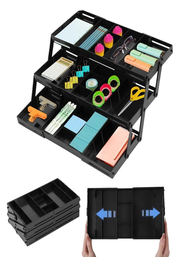 LTAXAF 3 Tier Drawer Organizer for Desk, Multi-Functional Three Tier Storage Drawers for Office Supplies, Makeup, Bathroom Essentials & Craft Accessories, Space-Saving Storage Box(1 Row 3 Tier-Black) - Image 1