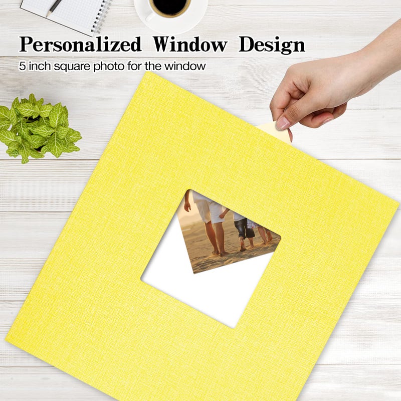 potricher Linen Hardcover Photo Album 4x6 600 Photos Large Capacity for Family Wedding Anniversary Baby Vacation (Yellow, 600 Pockets) - Image 2