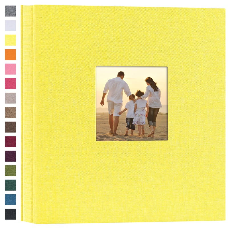 potricher Linen Hardcover Photo Album 4x6 600 Photos Large Capacity for Family Wedding Anniversary Baby Vacation (Yellow, 600 Pockets) - Image 1