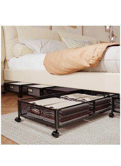Captaintech Under Bed Storage, Under Bed Storage Containers with Wheels and Handles, Foldable Heavy Duty Metal Under Bed Shoe Storage Organizer, Under Bed Storage Drawer for Clothes, Toy (Black-2 Pack)  - Image 2