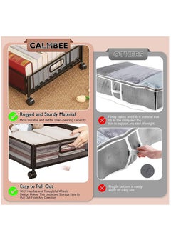 Captaintech Under Bed Storage, Under Bed Storage Containers with Wheels and Handles, Foldable Heavy Duty Metal Under Bed Shoe Storage Organizer, Under Bed Storage Drawer for Clothes, Toy (Black-2 Pack)  - Image 4