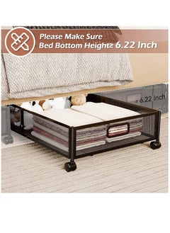 Captaintech Under Bed Storage, Under Bed Storage Containers with Wheels and Handles, Foldable Heavy Duty Metal Under Bed Shoe Storage Organizer, Under Bed Storage Drawer for Clothes, Toy (Black-2 Pack)  - Image 5