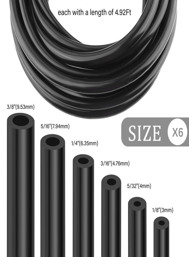 IHOTDER 6PCS 5Ft Vacuum Line,Multipurpose Vacuum Lines Automotive for Car Engine,1/8" 5/32" 3/16" 1/4" 5/16" 3/8" Vacuum Hose Kit,Universal Car Accessories Silicone Tubing for Air/Water (6PCS) - Image 2