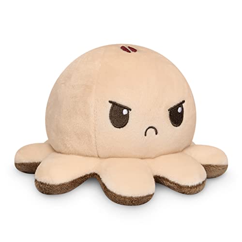 TeeTurtle Reversible Octopus Plushie 4Inch Coffee Cream TwoSided Flip Plush Toy with Embroidered Details Cute Mini Collectible Plush for Kids Teens and Adults - Image 1