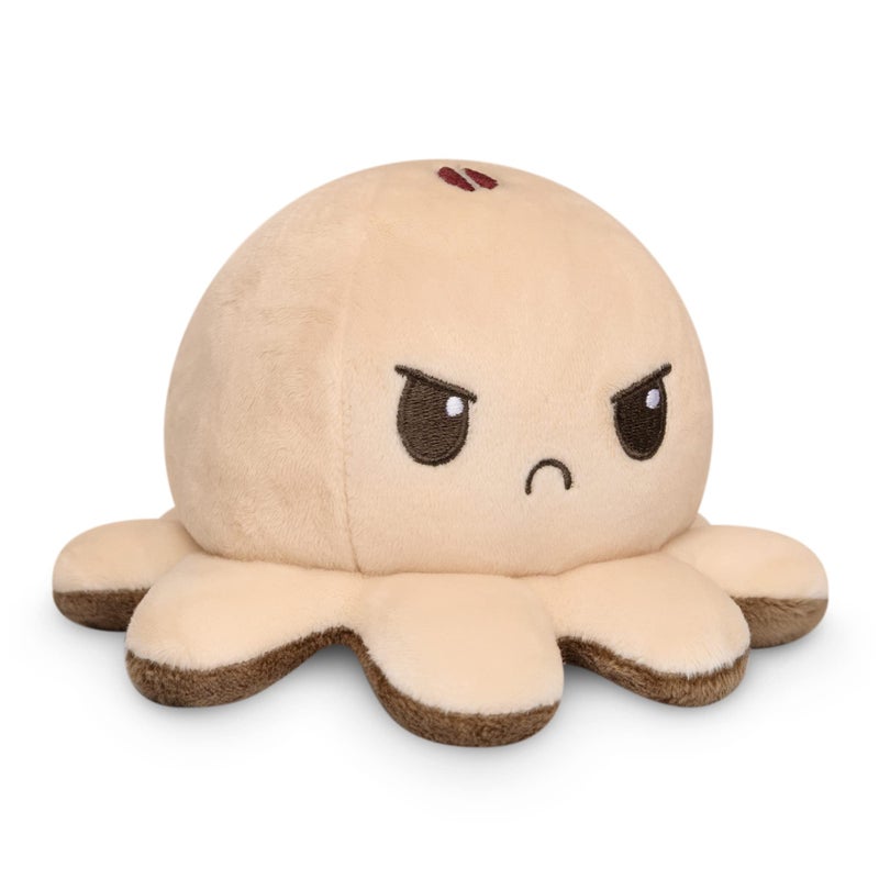 TeeTurtle Reversible Octopus Plushie 4Inch Coffee Cream TwoSided Flip Plush Toy with Embroidered Details Cute Mini Collectible Plush for Kids Teens and Adults - Image 4