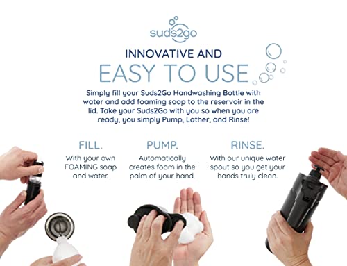Suds2Go Portable handwashing Water Bottle - Stainless Steel Handwashing Bottle with Double Walled, Vacuum Sealed & Leakproof Lid- Lightweight Design for Camping, Sports and Travel (20oz) - Image 4