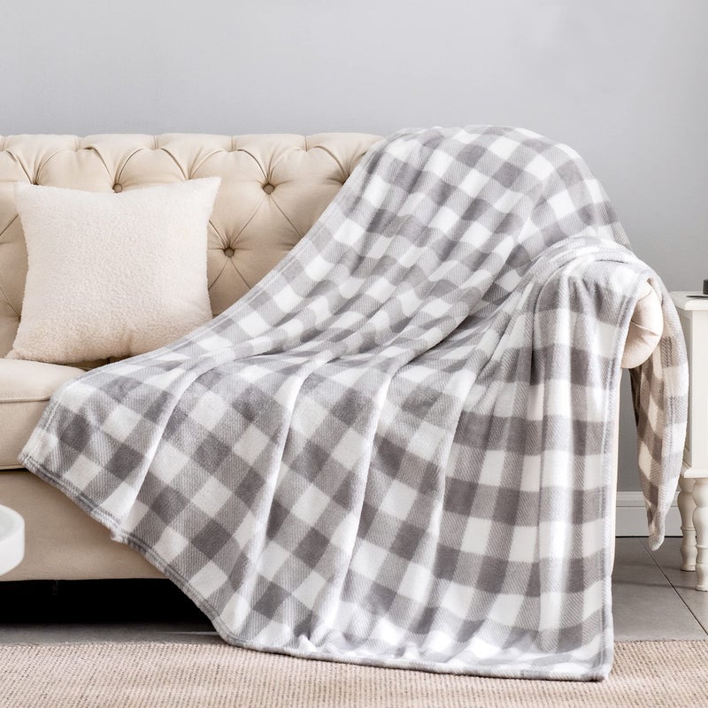 بيديليت بيدليت الصوف رمي بطانية للأريكة أريكة سرير فاخر عيد الميلاد الجاموس منقوش ديكور رمادي وبيضاء بطانية مريحة غامضة ناعمة خفيفة الوزن دافئة لفصل الشتاء - Image 1